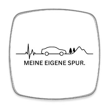 MEINE EIGENE SPUR (Herzschlag - Farbe anpassbar) - Viereckiger Kühlschrankmagnet - Weiß - Vorne