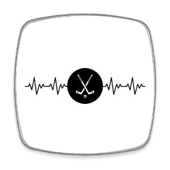 Hockey Stick Hockey Player ECG Heartbeat - Square fridge magnet - white - Front