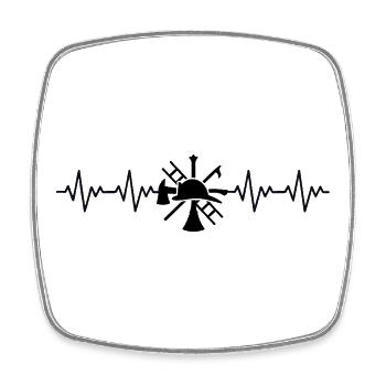 Firefighter Fire Brigade ECG Heartbeat - Square fridge magnet - white - Front