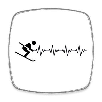 Skieur Skieur Ski ECG Battement de cœur - Magnet carré - blanc - Devant