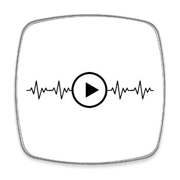 Video Play Knopf Gamer Gamerin EKG Herzschlag - Viereckiger Kühlschrankmagnet - Weiß - Vorne