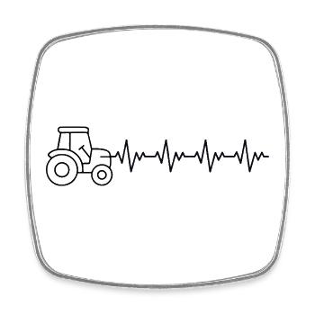 Tracteur Bauer ECG Battement de cœur - Magnet carré - blanc - Devant