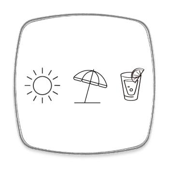Summer Vibes – Minimalist Sun & Drink Design - Square fridge magnet - white - Front