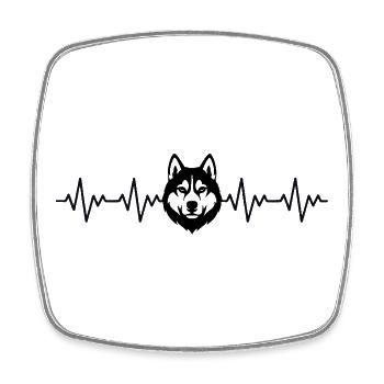 Husky EKG Herzschlag - Viereckiger Kühlschrankmagnet - Weiß - Vorne