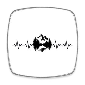 Berge EKG Herzschlag - Viereckiger Kühlschrankmagnet - Weiß - Vorne