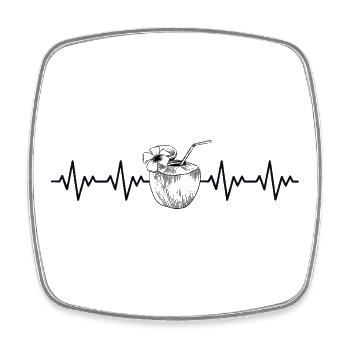 Kokosnuss EKG Herzschlag - Magnet carré - blanc - Devant