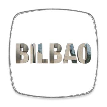 BILBAO – Modern Architectural Typography - Viereckiger Kühlschrankmagnet - Weiß - Vorne