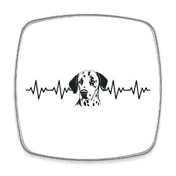 Dalmatian ECG Heartbeat - Square fridge magnet - white - Front