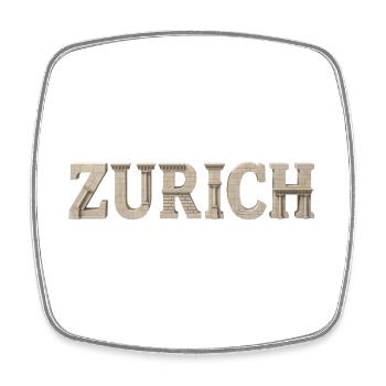 Conception typographique de la ville de Zurich - Magnet carré - blanc - Devant