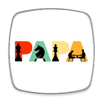 Schachpapa Retro Brettspiel Strategie Schachpapa - Viereckiger Kühlschrankmagnet - Weiß - Vorne
