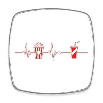 Popcorn Heartbeat - Viereckiger Kühlschrankmagnet - Weiß - Vorne