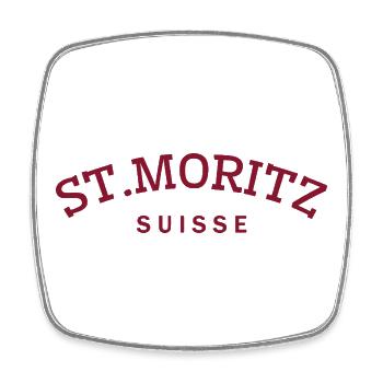 St. Moritz - Suisse - Switzerland - Swiss - Magnet carré - blanc - Devant