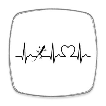 Gecko ECG Curve - Heart Curve - Heart Rhythm - Square fridge magnet - white - Front