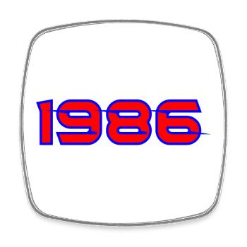 1985 Neon Retro Graffiti - Viereckiger Kühlschrankmagnet - Weiß - Vorne