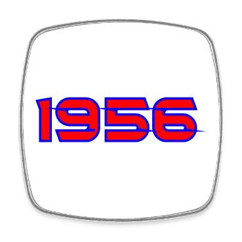 Leuchtende 1956 Neon Print - Viereckiger Kühlschrankmagnet - Weiß - Vorne