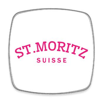 St. Moritz - Suisse - Switzerland - Swiss - Magnet carré - blanc - Devant