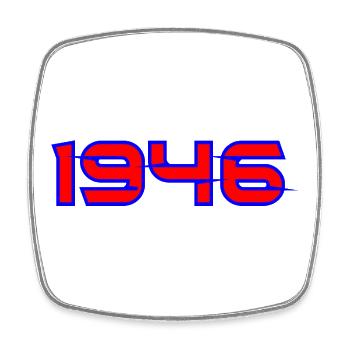 1946 Glyph Design - Square fridge magnet - white - Front