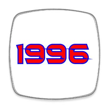 1996 Neon Retro-Logo - Viereckiger Kühlschrankmagnet - Weiß - Vorne