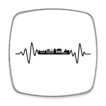 Rome Skyline Heartbeat Rome - Square fridge magnet - white - Front