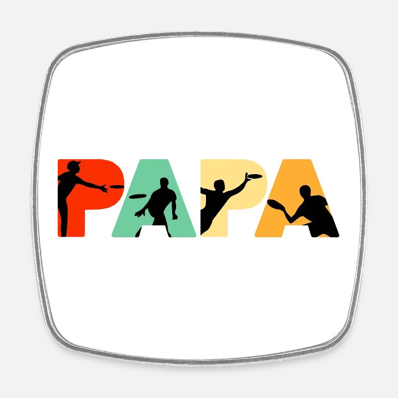 Papa Frisbee Player Ultimate Flying Disc Dad - Magnet carré - blanc