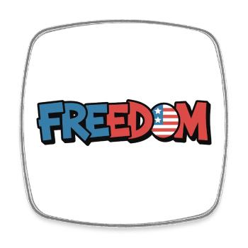 Freedom Typografie Statement Design - Viereckiger Kühlschrankmagnet - Weiß - Vorne