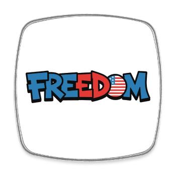 Freedom Typografie Statement Design - Viereckiger Kühlschrankmagnet - Weiß - Vorne