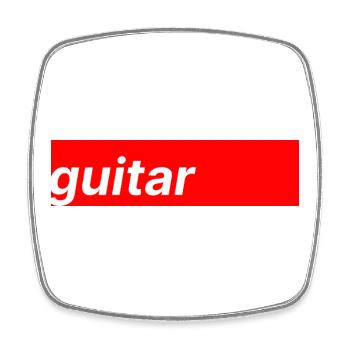 Guitare - Magnet carré - blanc - Devant