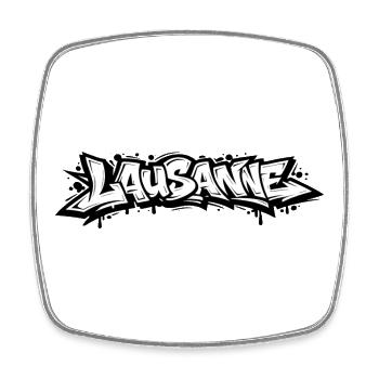 Lausanne Graffiti - Viereckiger Kühlschrankmagnet - Weiß - Vorne