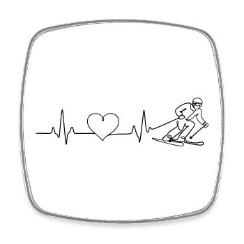Ski Fahren Liebe Puls Herzschlag - Viereckiger Kühlschrankmagnet - Weiß - Vorne