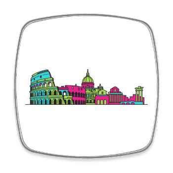 Rome City Skyline Colosseum Modern Line Art - Square fridge magnet - white - Front