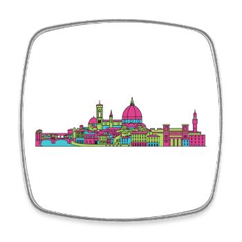 Florence City Skyline Duomo Moderne Linienkunst - Viereckiger Kühlschrankmagnet - Weiß - Vorne