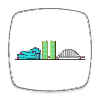 Silhouette urbaine de Bilbao Guggenheim Art moderne en ligne - Magnet carré - blanc - Devant