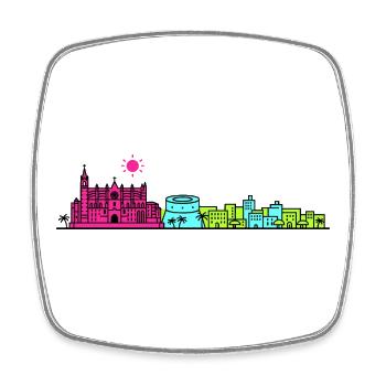 Skyline Kathedrale von Palma de Mallorca – Linienkunst - Viereckiger Kühlschrankmagnet - Weiß - Vorne