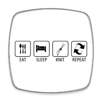 Eat, Sleep Knit Repeat – lustiges Strickliebhaber-Geschenk - Viereckiger Kühlschrankmagnet - Weiß - Vorne