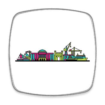 Orpheline urbain Xscape de Milton Keynes Modern Line Art - Magnet carré - blanc - Devant
