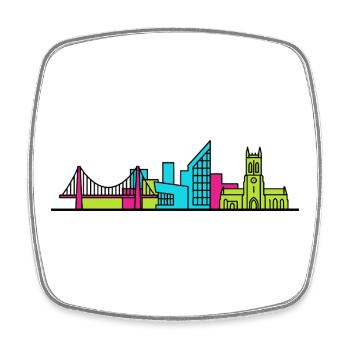 Hull City Skyline: Die Deep Aquarium Line Art - Viereckiger Kühlschrankmagnet - Weiß - Vorne