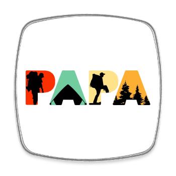 Papa Camping Hiking Retro Vintage Silhouette - Square fridge magnet - white - Front