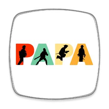 Papa Feuerwehrmann Retro Feuerwehrmann Held Papa - Viereckiger Kühlschrankmagnet - Weiß - Vorne