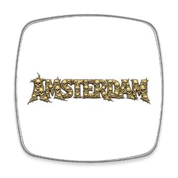 AMSTERDAM Totenschädel-Schrift - Viereckiger Kühlschrankmagnet - Weiß - Vorne