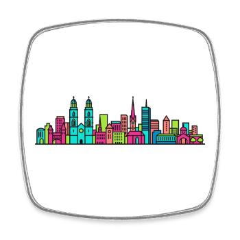 Züricher Stadtsilhouette Großmünster Moderne Kunst - Viereckiger Kühlschrankmagnet - Weiß - Vorne