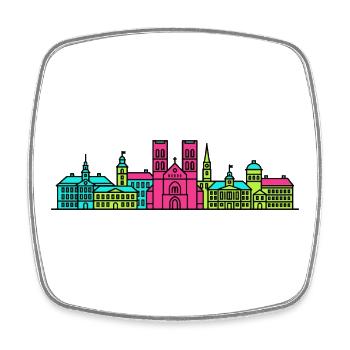 Lund City Skyline Kathedrale Moderne Linienkunst - Viereckiger Kühlschrankmagnet - Weiß - Vorne