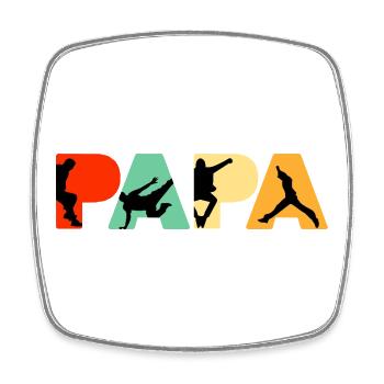 Parkour Papa Funny Retro Free Running Dad - Square fridge magnet - white - Front