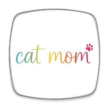 Cat Mom Regenbogen - Süßes Katzen Mama Design - Square fridge magnet - white - Front