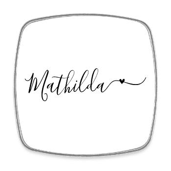 Mathilda Prénom décoratif - Magnet carré - blanc - Devant