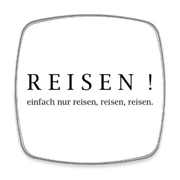 Reisen! – Wiederholungsreise-Motiv - Viereckiger Kühlschrankmagnet - Weiß - Vorne
