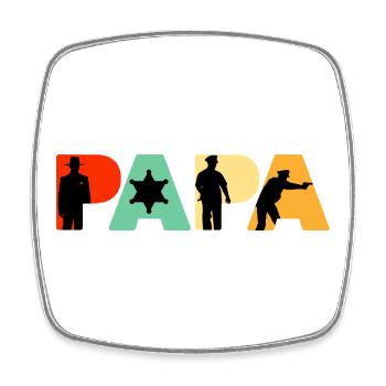 Papa Sheriff Polizeibeamter Polizeigeschenk - Viereckiger Kühlschrankmagnet - Weiß - Vorne