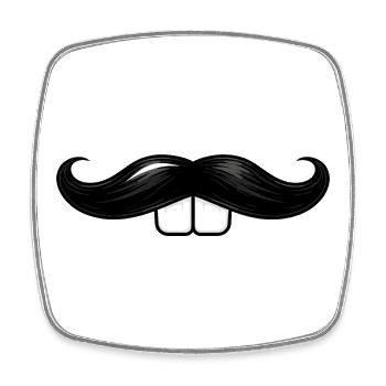 Moustache avec des dents de lapin - Magnet carré - blanc - Devant
