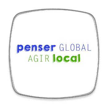 Think GLOBAL, Act LOCAL - Square fridge magnet - white - Front