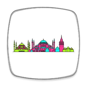 Istanbul City Skyline Hagia Sophia Art - Square fridge magnet - white - Front