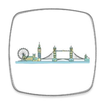 London City Skyline Tower Bridge Line Art - Viereckiger Kühlschrankmagnet - Weiß - Vorne